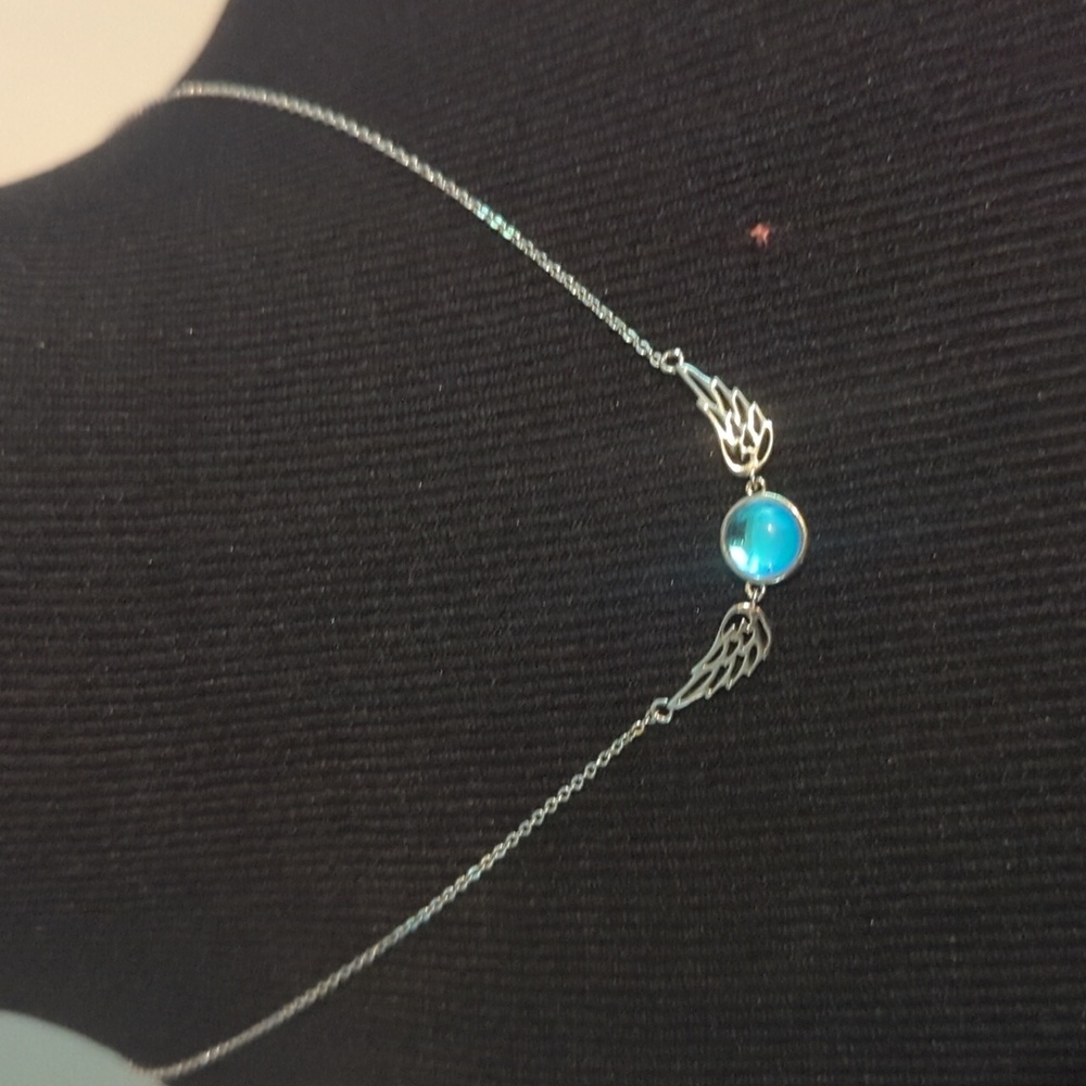 Sterling silver Moonstone Angel wings necklace NEW